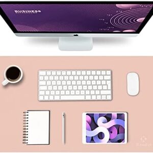Knodel Desk Pad, Office Desk Mat, 35cm x 60cm PU Leather Desk Blotter, Laptop Desk Mat, Waterproof Desk Writing Pad for Office and Home, Dual-Sided (Pink)