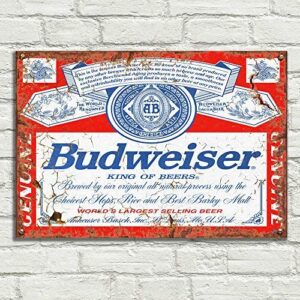 LBS4ALL Budweiser king of beers Signs Metal Plaque Aluminium Vintage Pub Tiki Bar Home Cafe Wall Beer Retro Club