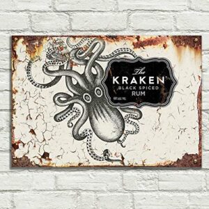 LBS4ALL The kraken spiced rum Signs Metal Plaque Aluminium Vintage Pub Tiki Bar Home Cafe Wall Beer Retro Club
