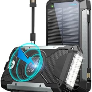 LEO WAY Solar Power Bank, Portable Qi Wireless Charger