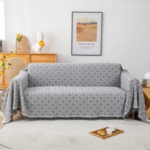 LHGOGO Throws for Sofas Large Sofa Throw 2 Seaters, Stereoscopic Jacquard Woven Versatile Decorative Throw for Sofa, Bedspread and Settee 180x230cm Light Grey