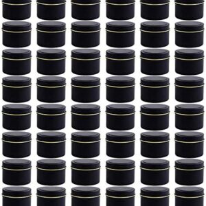 NRANSON Candle Jars for Making Candles, Candle Making Kits Include 48 Pack 5 Oz Black Candle Tins With Lids, 50 Cotton Wicks, 40 Wick Stickers, 4 Wick Holders, DIY Candle Craft Gift Set (48,5OZ)