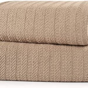Nevni Pack of 2 Decorative Rustic Cotton Throw Blanket With Fringes For Sofa, Bed, Armchair, Couch Settee (Pack of 2) 127 x 152 cm - Mocha