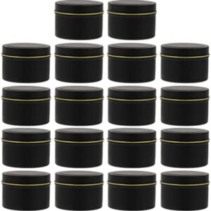 OSALADI 18pcs Candle Tins for DIY Candle, Metal Candle Containers Small Empty Candle Jars Round Candle Tins for Arts Crafts Candies, Black