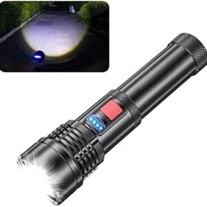 PIKnROLL LED Torch 10000 Lumens, USB Rechargeable Flashlight Super Bright, Zoombar Torches 5 Modes, IP67 Waterproof Tactical Torch for Camping, Outdoor, Dog Walking
