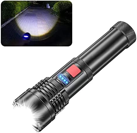 PIKnROLL LED Torch 10000 Lumens, USB Rechargeable Flashlight Super Bright, Zoombar Torches 5 Modes, IP67 Waterproof Tactical Torch for Camping, Outdoor, Dog Walking