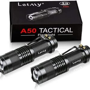 Pack of 2 Small LED Torches, 300 Lumens Super Bright Mini Torch Flashlight with 3 Modes and Adjustable Focus for Camping, Hiking, Gift