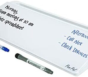 PenPal Dry Wipe Desk Whiteboard Glass Pad with Storage Compartment | Desk Organiser, Phone, Tablet and Pen Holder, 2 Pens Included | Desk Accessory for Home or Office (Arctic White)