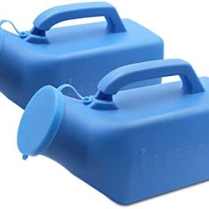 Pepe - Urine Bottles Male (x2 Units, Not Leakproof), Male Urinal Bottle with Lid, Portable Urinals for Men 1000 ml, Emergency Urinal Bottle, Pee Bottle for Men, Urine Bottle Blue