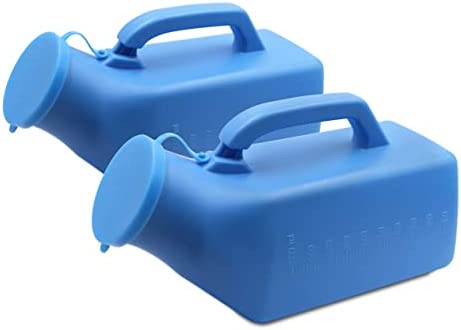 Pepe - Urine Bottles Male (x2 Units, Not Leakproof), Male Urinal Bottle with Lid, Portable Urinals for Men 1000 ml, Emergency Urinal Bottle, Pee Bottle for Men, Urine Bottle Blue