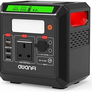 Portable Power Station 500W, AWANFI 518.4Wh Solar Generator with 230V Pure Sine Wave AC Outlets, 12V Regulated DC, USB PD Output, Battery Power Generator for Camping Home Blackout RV