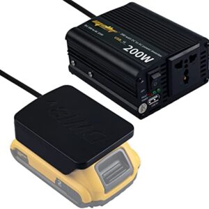 Portable Power Station for Dewalt 18v xr 20v max Lithium Battery Generator Outlet, 200W/400W Peak Power Station Modified Sine 18V to 230V (Tool Only Battery not included) (Model: for Dewalt 18v)