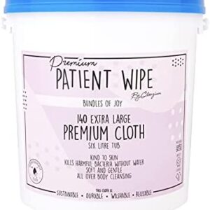 Premium Full Body Patient Wipes - 140 Extra Large Luxury, Reusable Cloths, Rinse Free Bed-Bath Body Wipes - 6Litre Tub with Handle