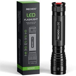 RECHOO LED Torch, 3000 Lumen Super Bright Torches - 3 Modes, Long Working Time, Zoomable and IP67 Waterproof - Powerful Flashlight for Fishing Camping Emergency