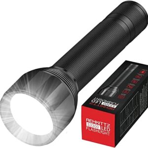 REHKITTZ LED Torch Super Bright 3000 Lumens Torches Long Working Time Camping Torch 5 Light Modes Flashlight Adjustable Focus Tactical Torch