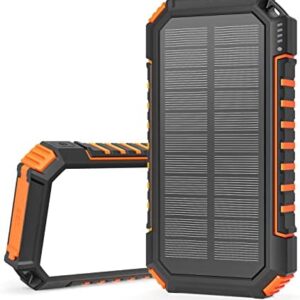 Riapow Solar Power Bank 26800mAh - USB C Portable Solar Charger Fast Charging External Backup Battery Pack with 3 Outputs & 60 LED Lights for Cell Phone Tablets Android