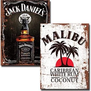 Set of 2 Bar Signs - Fixings Included - Bar Accessories Bundle for Home Pub or Outdoor Garden Bar Wall Plaque Man Cave Gift Metal Memorabilia bar Sign 20cm x 15cm