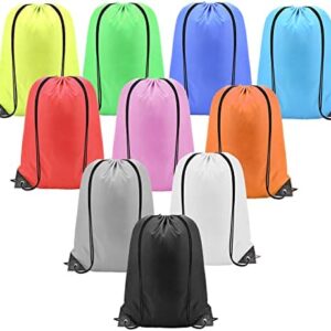 TSLBW 10 Pcs Drawstring Bags Drawstring Backpack Sports Gym Bags Waterproof Swimming Running Bags String Backpack for Gym Swim Football Beach Traveling School