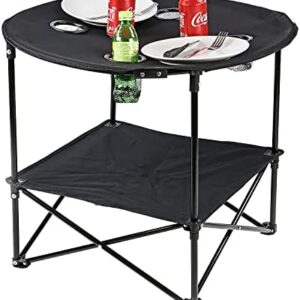 Taylor & Brown Black Lightweight Folding Camping Table - Portable Tables with Cup Holder and Bag Perfect for Camping, Festivals, Garden, Caravan Trips, Fishing, Beach and BBQs, Blue - Camping Table
