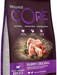 Wellness CORE Puppy Original, Dry Puppy Food, Dry Puppy Food for Small & Medium Sized Puppies, Grain Free, High Meat Content, Turkey & Chicken, 1.5 kg