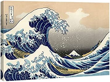 Wieco Art Canvas Prints Wall Art Ocean Beach Picture Paintings for Home Office Decorations Wall Decor Great Wave of Kanagawa Katsushika Hokusai Modern Stretched and Framed Landscape Sea Artwork