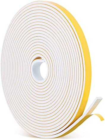 Window Draft Excluder Tape Anti-Collision Self-Adhesive Foam Tape Soundproofing Draft Excluder for Doors, 6 mm Wide 3 mm Thick Door Draft Excluder Strip Gap Sealing Weather Strip Tape