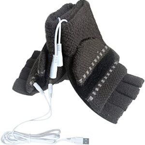 Winmany Women's & Men's USB Heated Gloves Mitten Winter Hands Warm Laptop Gloves, Full & Half Heated Fingerless Heating Knitting Hands Warmer
