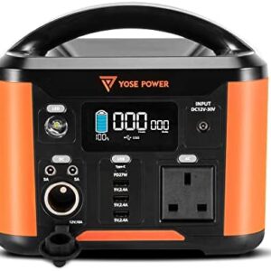 YOSE POWER Portable Power Station 388Wh/300W with DC/AC Inverter, 108000mAh Backup Lithium Battery Solar Generator for Outdoors Picnic Fishing Travel Party Camping