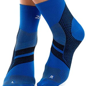 ZaTech Plantar Fasciitis Sock, Compression Socks. Heel, Ankle & Arch Support. (Blue/Black, Large)