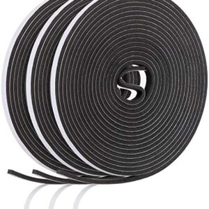 15 m Foam Weather Strips Tape Seal Strips Door Window Draught Excluder EVA Tape Self Adhesive Weatherstrips for Seal Sound Wind Noise Proof (Black)