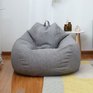 Highdi Bean Bag No Filler, Gaming Beanbag Chair Cover for Adult Kids Without Filling Highback Comfortable Lazy Sofa Beanbag Soft Toy Storage Bean Bag Seat (70x80cm,Dark grey)