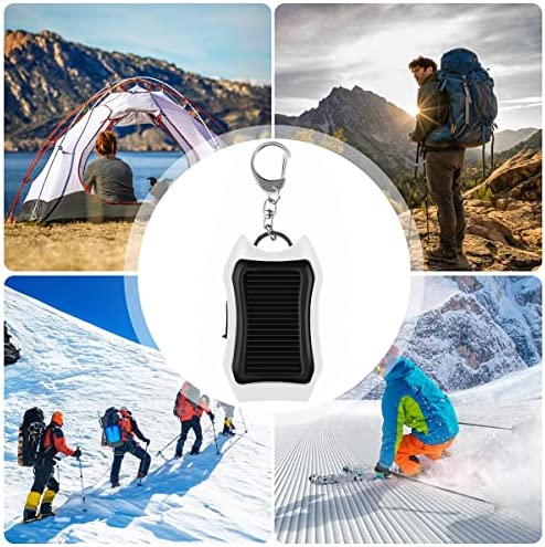 Fanomini Solar Power Bank Keychain 1200mAh Solar Charger Keychain with 3 LED Mini Portable Solar Panel Charger Camping Survival Emergency Gear for Cellphone MP3 Player Tablet (white) - Image 2