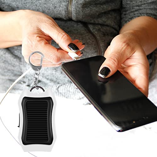 Fanomini Solar Power Bank Keychain 1200mAh Solar Charger Keychain with 3 LED Mini Portable Solar Panel Charger Camping Survival Emergency Gear for Cellphone MP3 Player Tablet (white) - Image 6