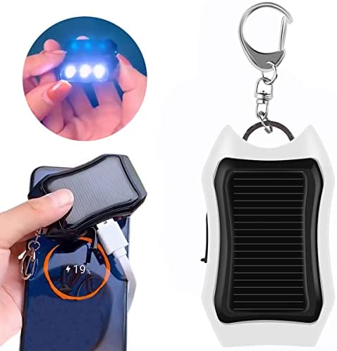 Fanomini Solar Power Bank Keychain 1200mAh Solar Charger Keychain with 3 LED Mini Portable Solar Panel Charger Camping Survival Emergency Gear for Cellphone MP3 Player Tablet (white) - Image 7