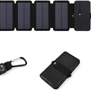 20W USB Solar Panel Folding Power Bank Outdoor Hiking Battery Charger Portable USB Energy Solar Cell Charger for Camping,5 solar panels