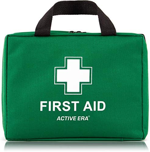 220 Piece Premium First Aid Kit Bag - Includes Eyewash, 2 x Cold (Ice) Packs and Emergency Blanket for Home, Office, Car, Caravan, Workplace, Travel and Sports (Green)