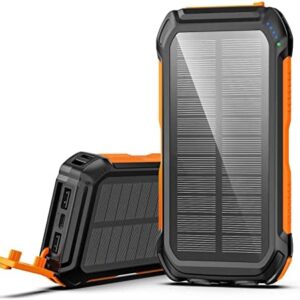 26800mAh Solar Charger Power Bank - BRENCIL QC 3A USB/USB C Output Ports Portable Solar Phone Charger for Camping External Battery Backup for Phones Tablets