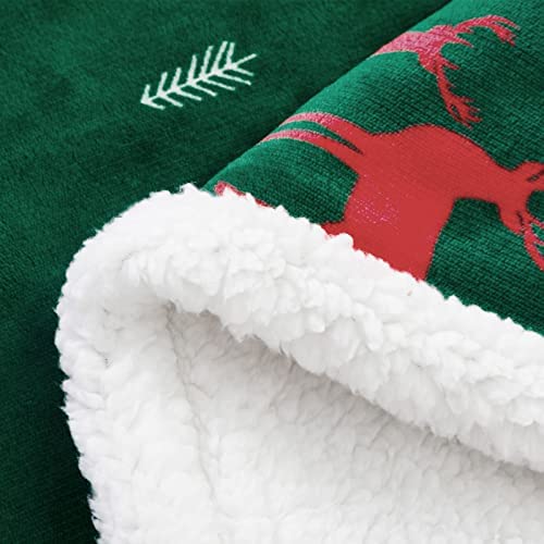 SOCHOW Christmas Holiday Sherpa Fleece Throw Blanket, Fuzzy Warm Super Soft Reversible Plush Blanket for Bed, Sofa and Couch, 127cm × 150cm, Green - Image 3