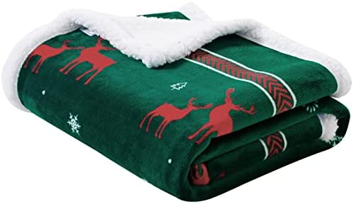 SOCHOW Christmas Holiday Sherpa Fleece Throw Blanket, Fuzzy Warm Super Soft Reversible Plush Blanket for Bed, Sofa and Couch, 127cm × 150cm, Green - Image 5