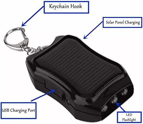 UGIF 1200mAH Solar Power Bank Keychain, Key Ring Mini Power Bank, Portable Solar Charger Keychain, with LED Torch, for Outdoor Emergency Phone Charger - Image 7
