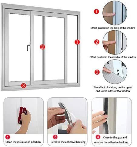 6m Door Window Frame Brush Seal Weather Strip Draft Excluder for Doors Window Draught Excluder Tape Self-Adhesive Window Seals Air Stopper for Sliding Doors Window (Grey, 9*9) - Image 6