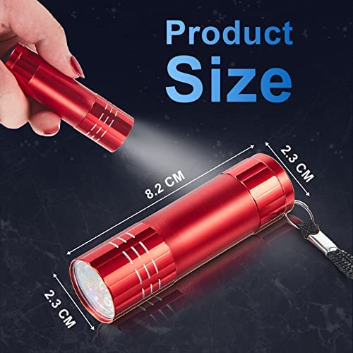 2 Pcs Mini Pocket Torch Small Handheld Torches Kids Led Flashlight 3 Inch Waterproof Pencil Torch with Lanyards for Camping Hiking Outdoor, Batteries with Insulation Card Included (Blue, Red) - Image 3