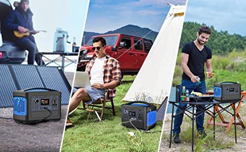 ACEHE 600 W Portable Power Station Power Bank,with 100 W Portable Solar Panel,600W Backup Lithium Battery for Outdoor Camping Travel Hunting Emergency (100W Solar Panel+600w Solar Generator) - Image 2