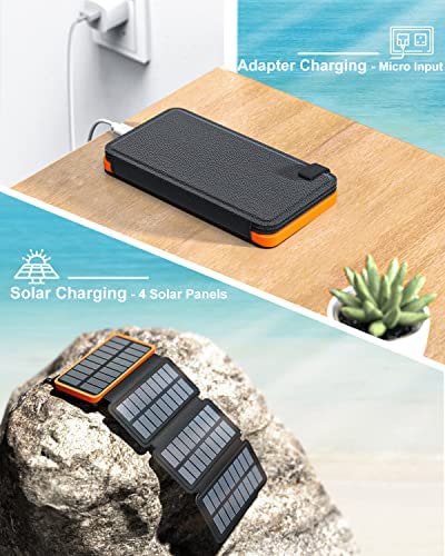 FEELLE Solar Charger 25000mAh Power Bank with Dual 2.1A USB Ports, 4 Solar Panels External Battery Pack Outdoor Waterproof Solar Phone Chargers for Smartphone, Tablets, Camera and Other Devices - Image 3