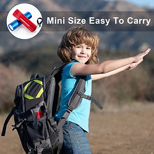 2 Pcs Mini Pocket Torch Small Handheld Torches Kids Led Flashlight 3 Inch Waterproof Pencil Torch with Lanyards for Camping Hiking Outdoor, Batteries with Insulation Card Included (Blue, Red) - Image 5