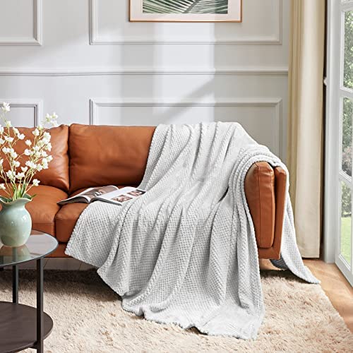 Lifewit Throw Blanket Throw Size Waffle Blanket for Couch Sofa Bed Outdoor Travel, Soft Fluffy Cozy Microfiber Fleece Blanket for All Season, Silver Grey, 130 x 150 cm - Image 3