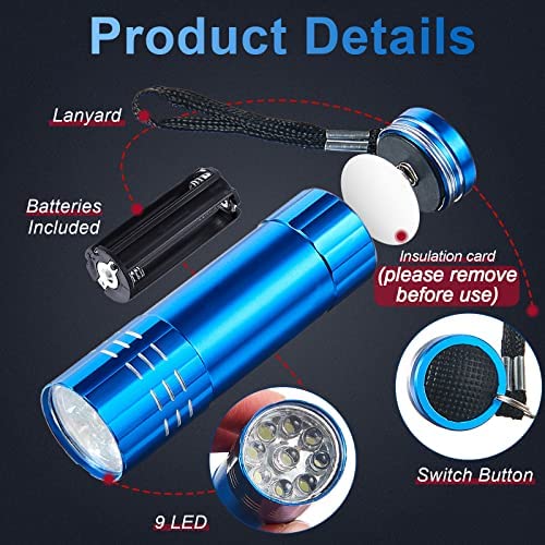 2 Pcs Mini Pocket Torch Small Handheld Torches Kids Led Flashlight 3 Inch Waterproof Pencil Torch with Lanyards for Camping Hiking Outdoor, Batteries with Insulation Card Included (Blue, Red) - Image 2