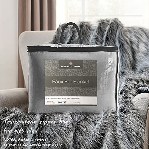 Luxury Faux Fur Throw Blanket, Grey and Black High Pile Mixed Throw Blanket, Super Warm, Fuzzy, Elegant, Fluffy Decoration Blanket Scarf for Sofa, Couch and Bed, 125 x 150cm - Image 6