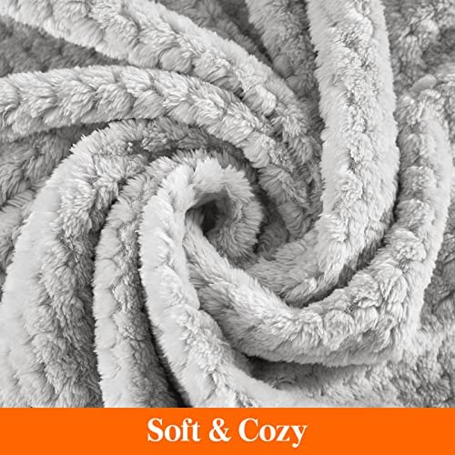 Lifewit Throw Blanket Throw Size Waffle Blanket for Couch Sofa Bed Outdoor Travel, Soft Fluffy Cozy Microfiber Fleece Blanket for All Season, Silver Grey, 130 x 150 cm - Image 2