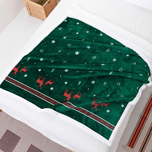 SOCHOW Christmas Holiday Sherpa Fleece Throw Blanket, Fuzzy Warm Super Soft Reversible Plush Blanket for Bed, Sofa and Couch, 127cm × 150cm, Green - Image 6